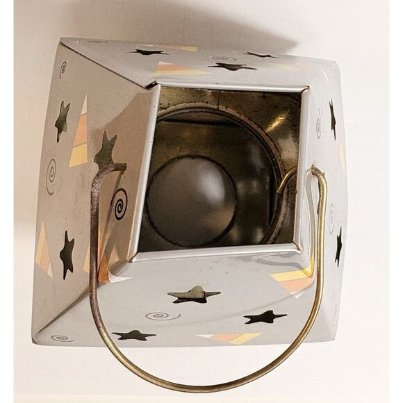 Cat Lantern Halloween Luminary Tin Metal Vtg Look Candycorn Lantern Decor - Picture 5 of 5